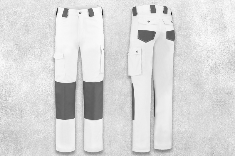 Werkbroek katoen-polyester wit-grijs